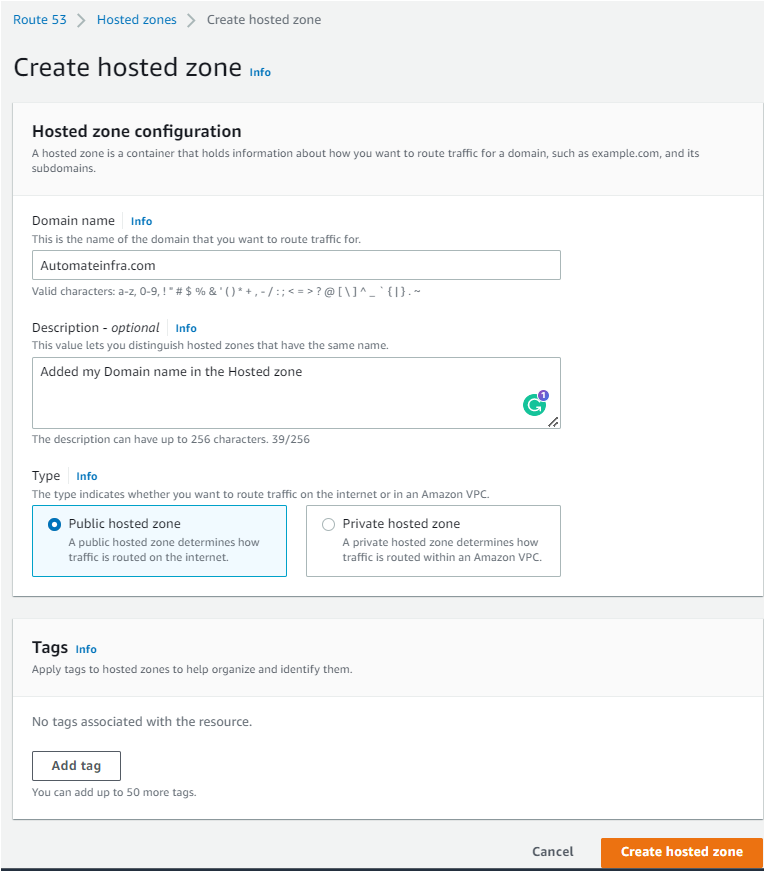 Configure the hosted zone