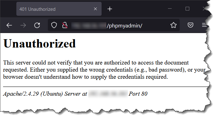 install phpmyadmin - Failed phpMyAdmin site authorization