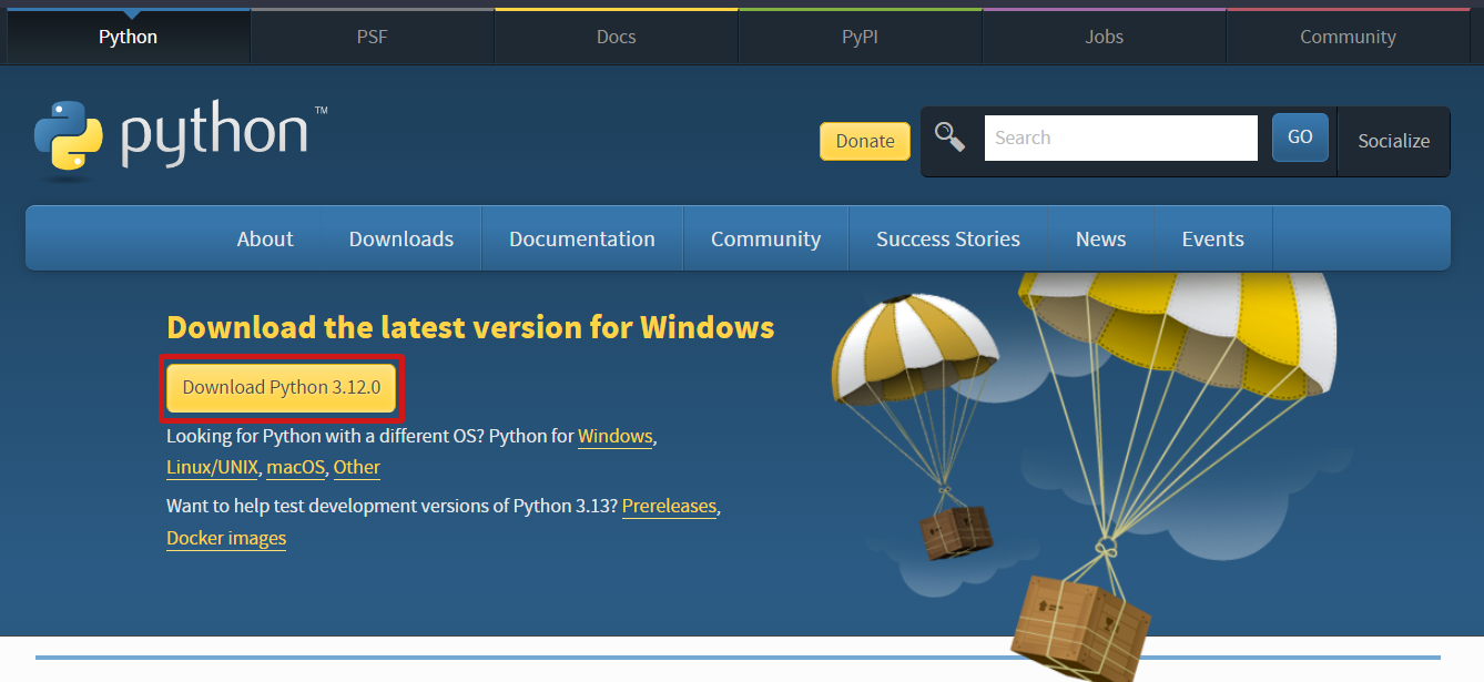 Downloading Python for Apache Spark on Windows