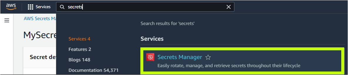 Accessing the AWS Secrets Manager service