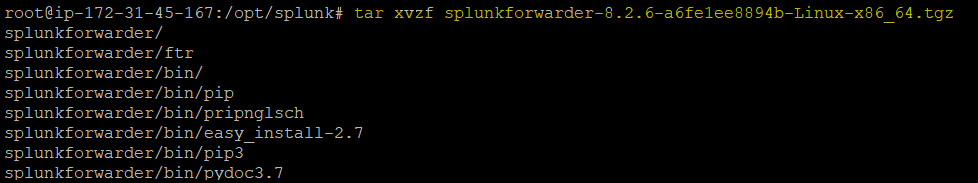 Extracting the Splunk Forwarder Package