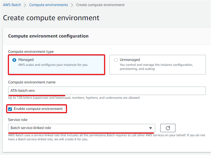 Specifying the computer environment configuration