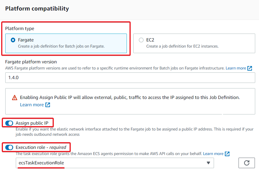 Specifying the platform compatibility configuration