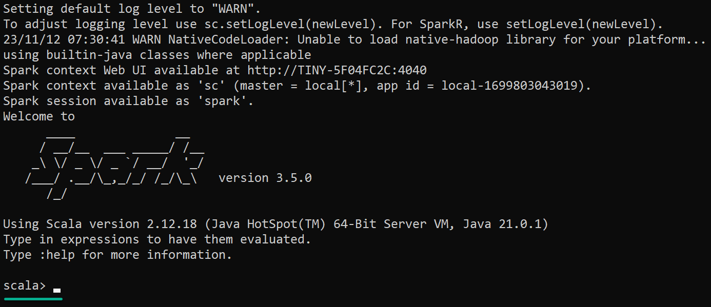 Launching the Scala Spark Shell