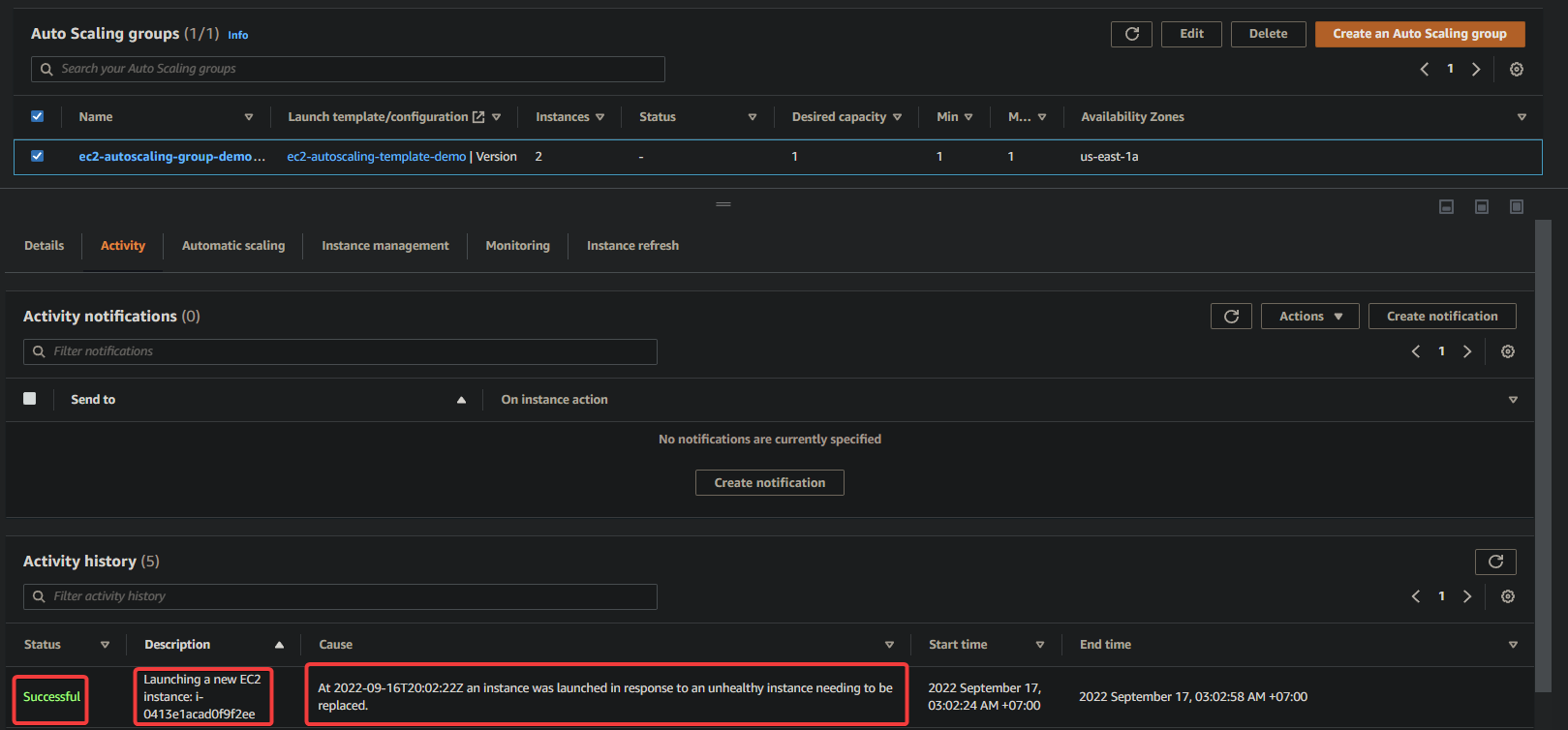Checking a new EC2 instance is launched automatically