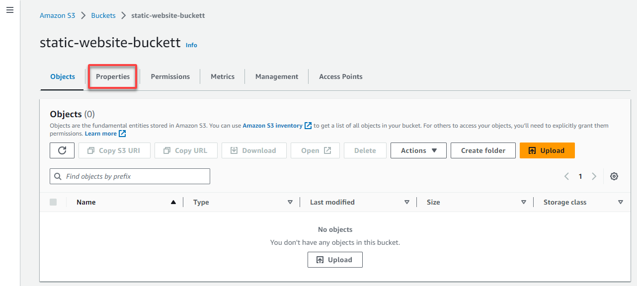 Accessing the bucket properties