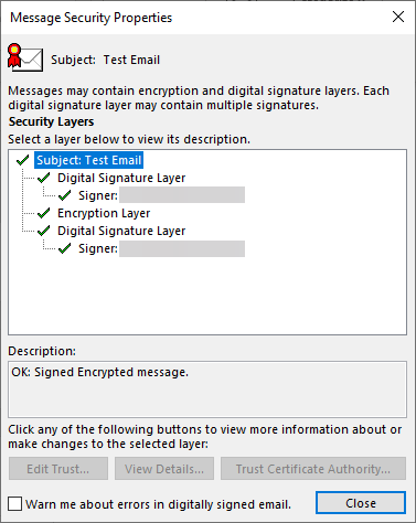 Message Security Properties