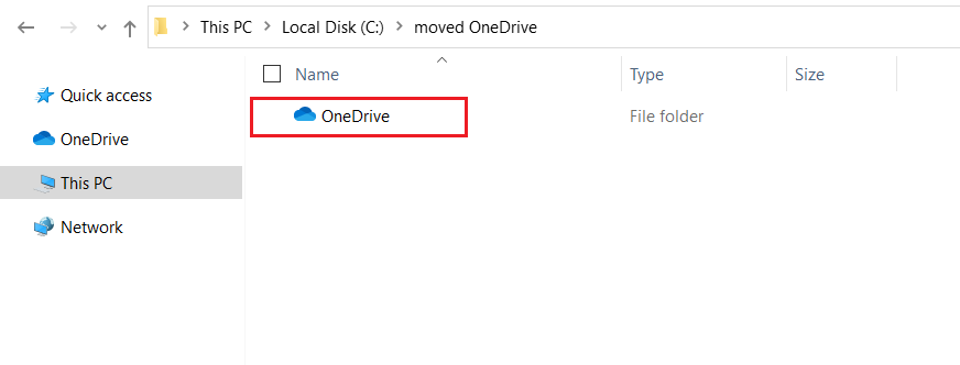 You should see moved folder having OneDrive Icon