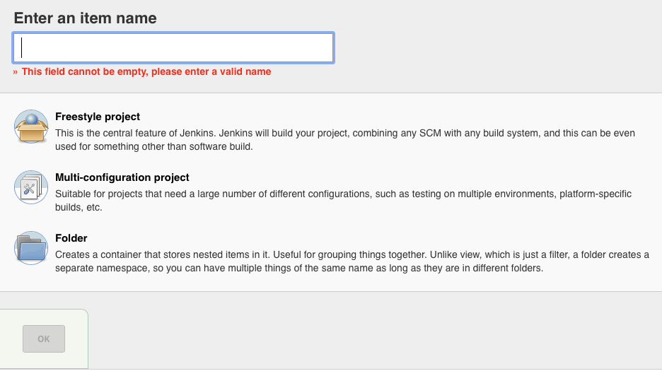 Creating a new Jenkins project