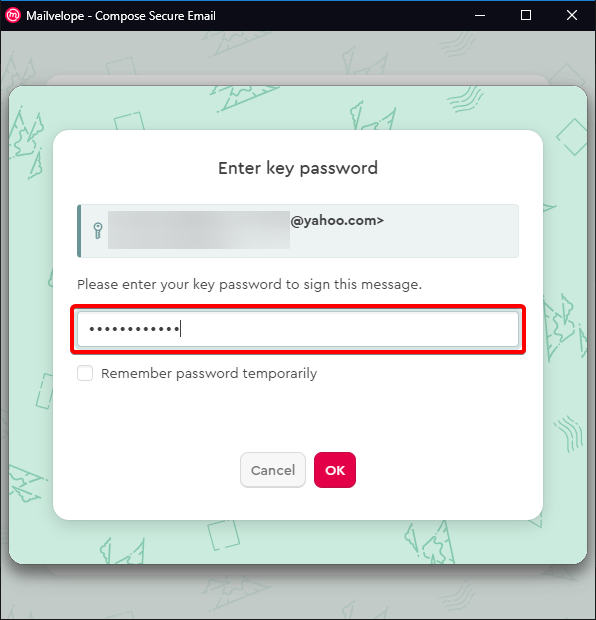 Entering Password for the Key ID 