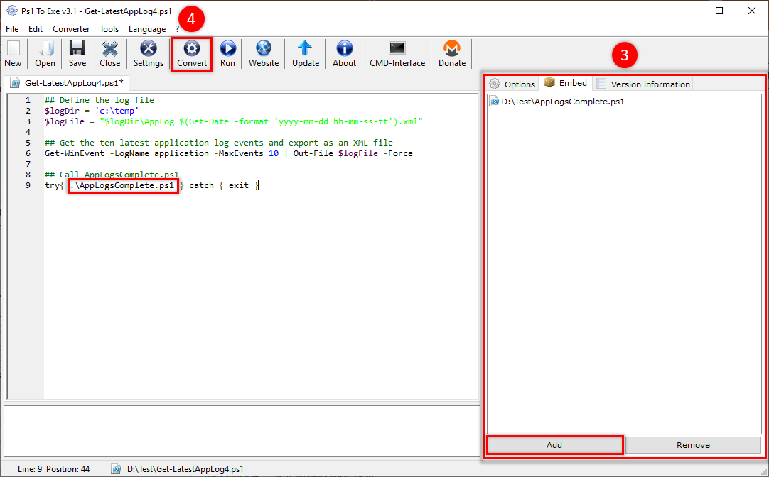 Adding Dependent Scripts And Converting Script to EXE