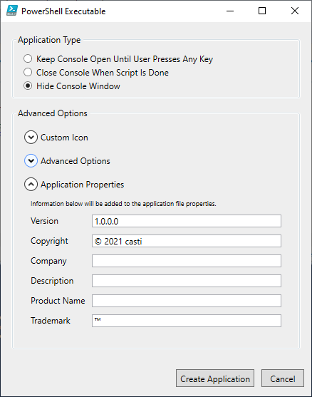 Configuration For The Executable File