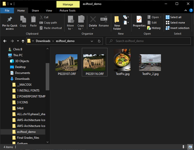 These are the pictures used for this section as shown in Windows Explorer