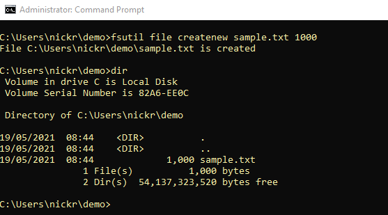 Create a fixed size file