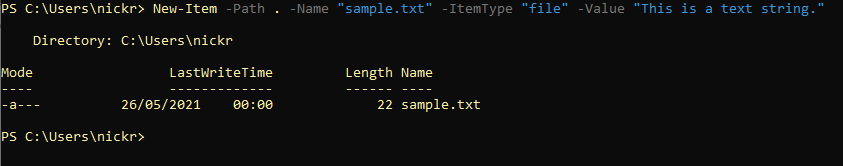 Creating a new file with the PowerShell New-Item cmdlet 