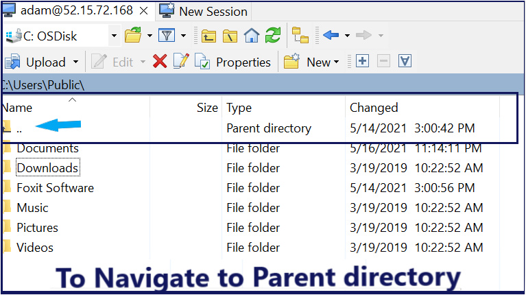 Navigating to a parent directory