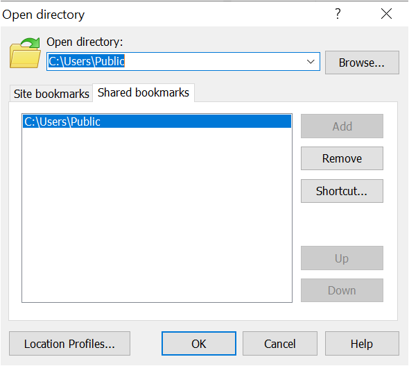 Selecting Bookmarked Directory