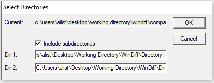 Opening the compare directories dialog.