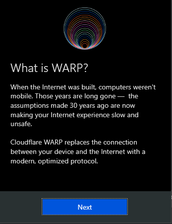 Welcome to the Cloudflare WARP message. 