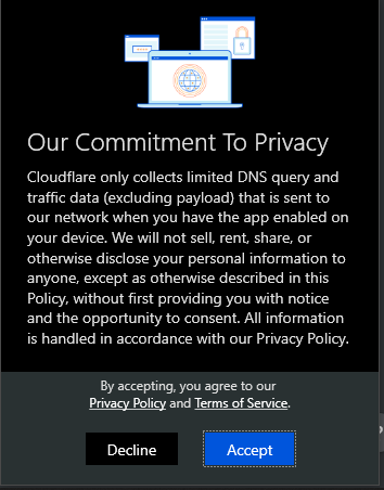 Cloudflare WARP privacy agreement,