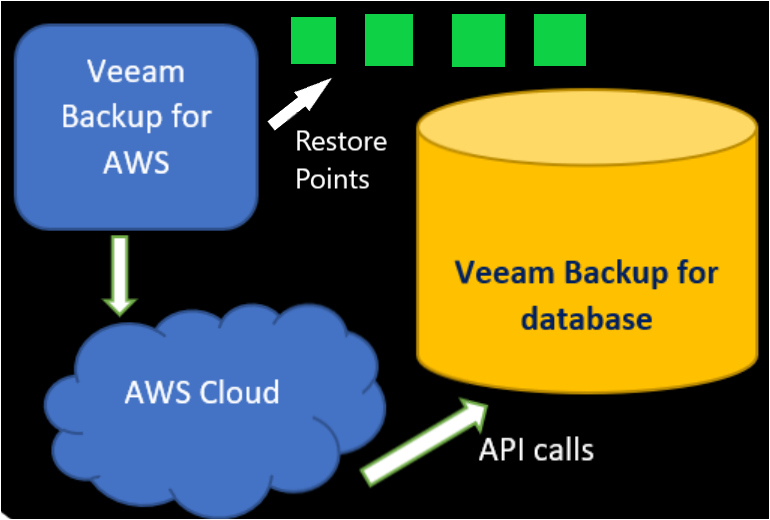 Veeam Backup for AWS retrieving configuration data through API and storing it in AWS database