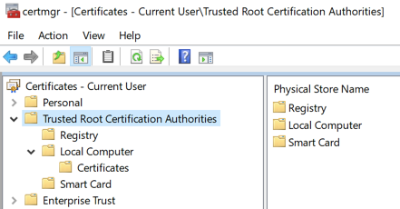 Inspecting the physical cert stores