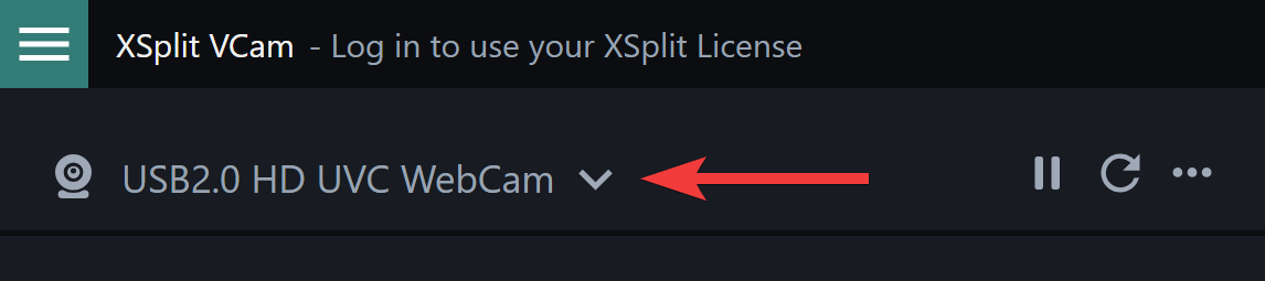 Selecting the correct webcam within XSplit VCam